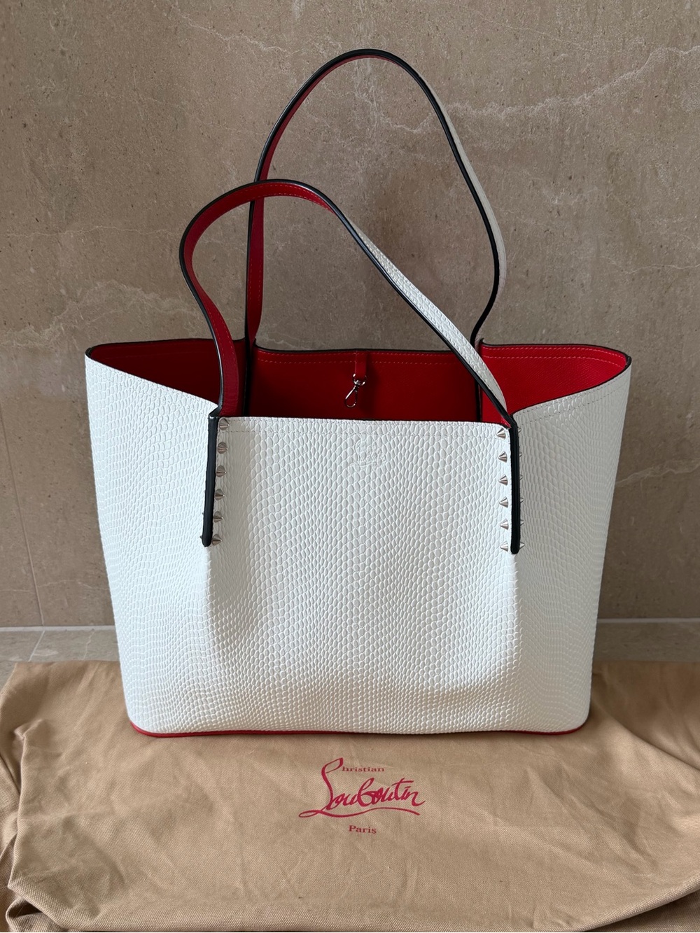 NWT - Rare Christian Louboutin Cabarock Large in White Calfskin Jurassic